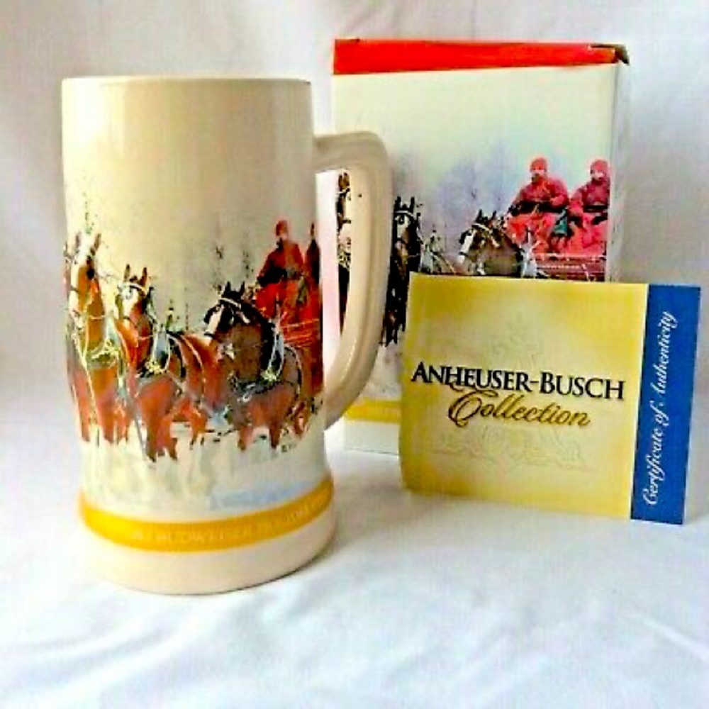 2012 Budweiser Winter Wonderland Christmas Mug Glass. New In Box